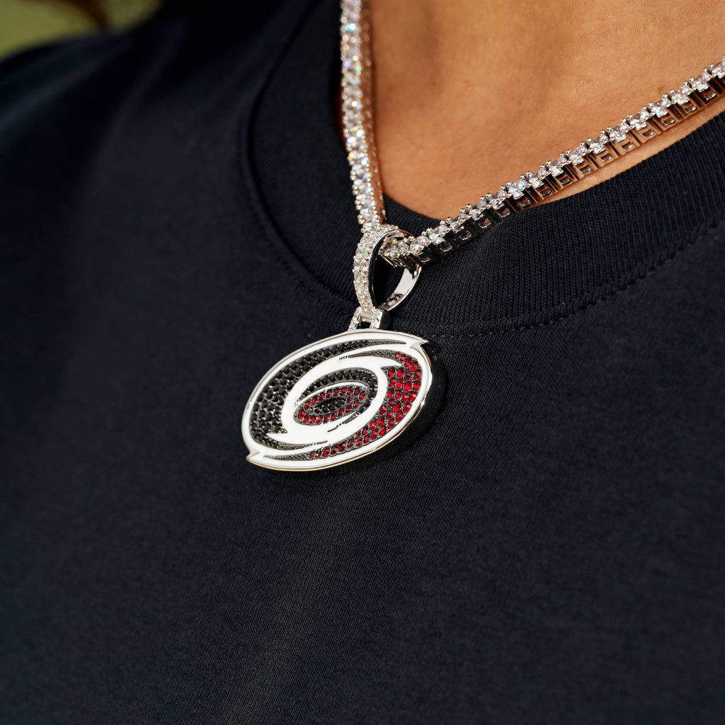 GLD Women Carolina Hurricanes Official NHL Logo Pendant in White Gold