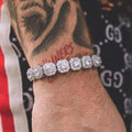 GLD Men Clustered Tennis Bracelet in White Gold-12mm