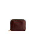 Cognac | Small leather wallet with zipper and PLG logo
