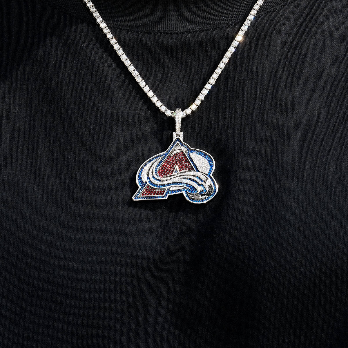 GLD Women Colorado Avalanche Official NHL Logo Pendant in White Gold