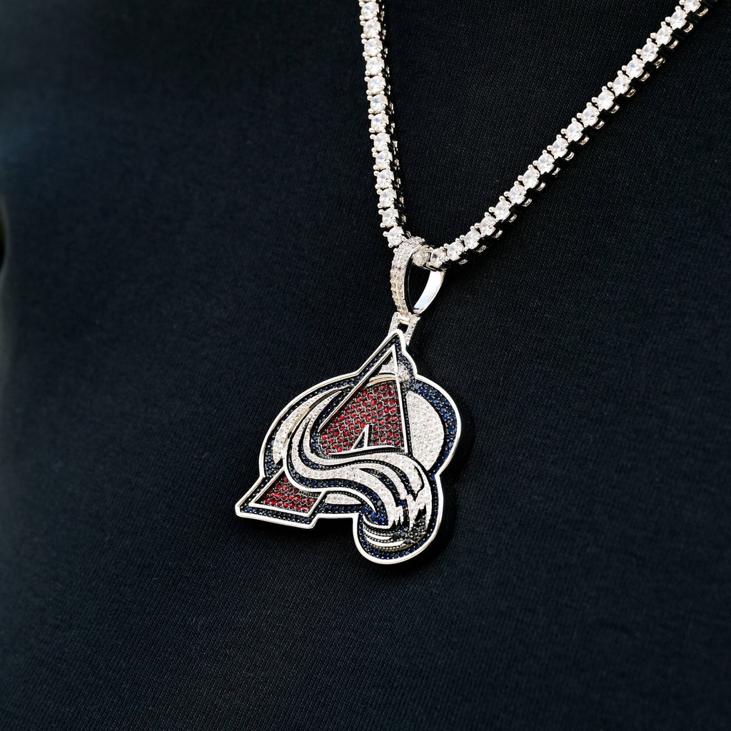 GLD Women Colorado Avalanche Official NHL Logo Pendant in White Gold