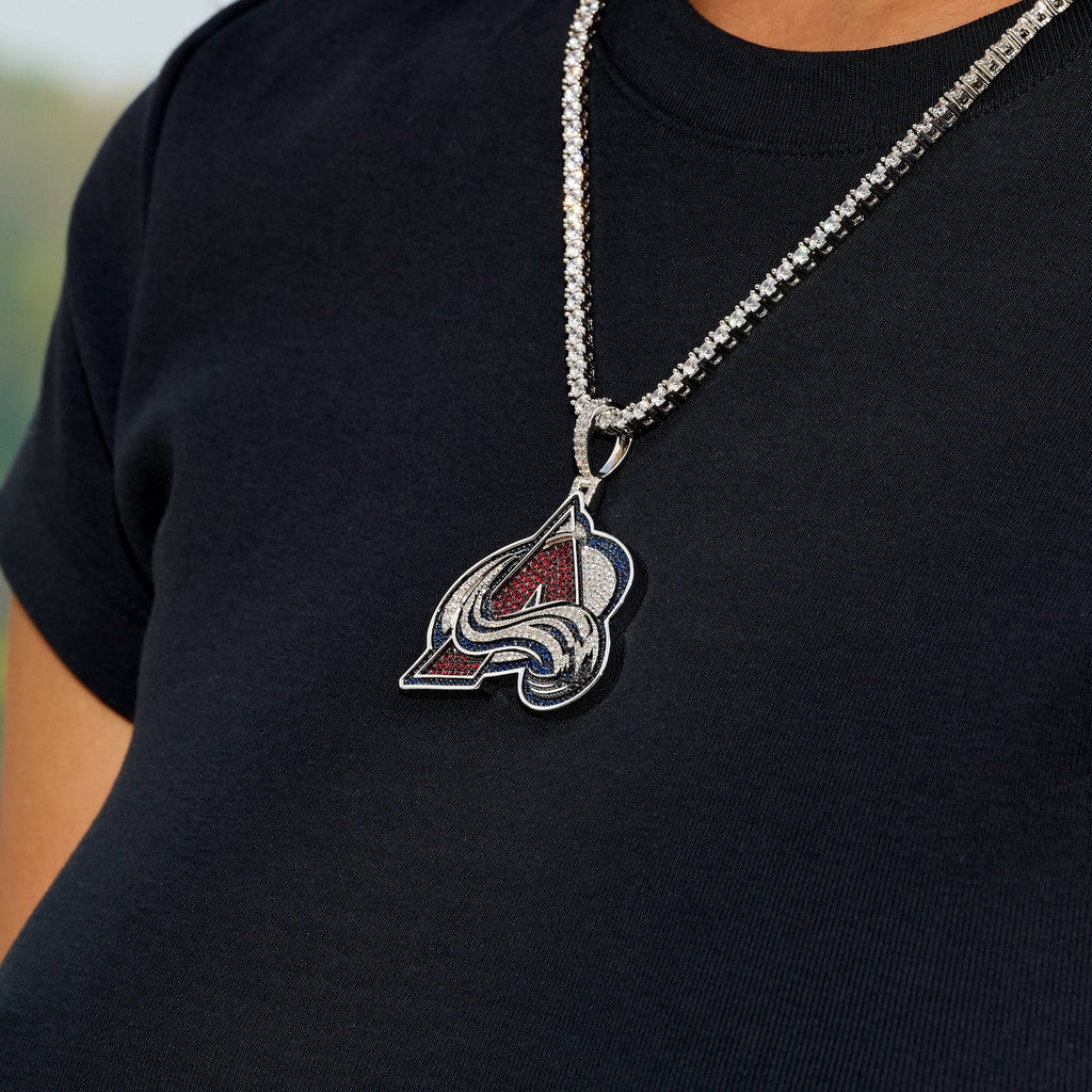 GLD Women Colorado Avalanche Official NHL Logo Pendant in White Gold
