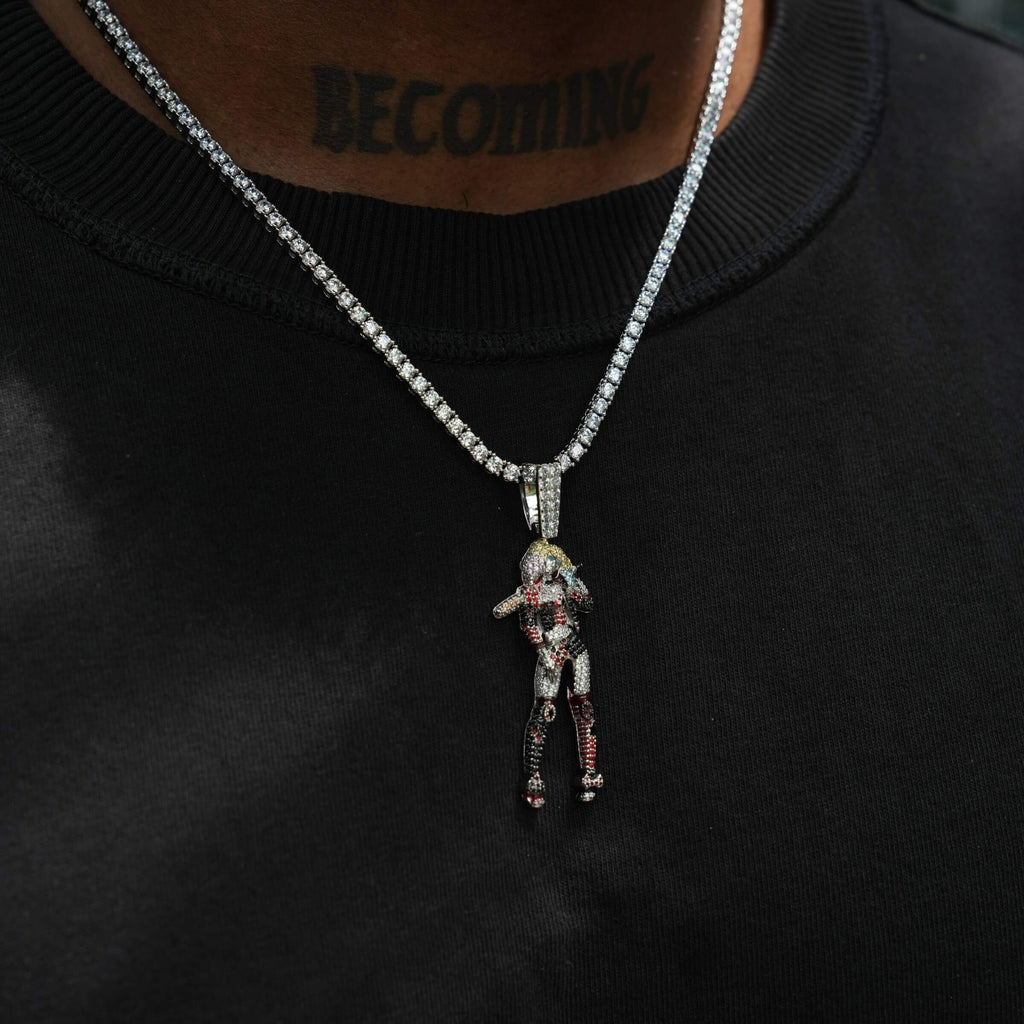 GLD Men Harley Quinn Body Official DC Comics Pendant in White Gold