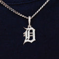 GLD Men Detroit Tigers Official MLB Micro Logo Pendant in White Gold
