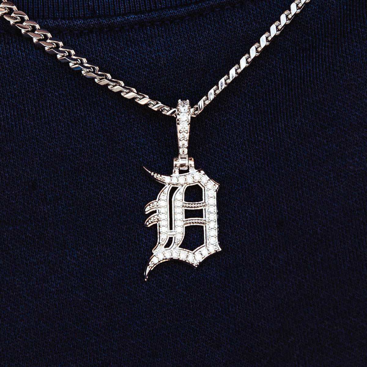 GLD Men Detroit Tigers Official MLB Micro Logo Pendant in White Gold