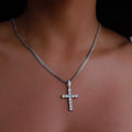 GLD Women Solid White Gold Diamond Cross Pendant-VS Diamonds