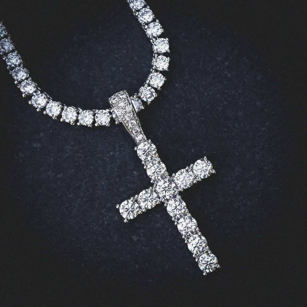 GLD PROMO - WOMEN Diamond Cross Pendant in White Gold