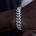GLD Men Diamond Cuban Link Bracelet in White Gold - 12mm