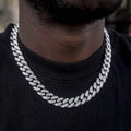 GLD PROMO Diamond Cuban Link Chain in White Gold - 12mm