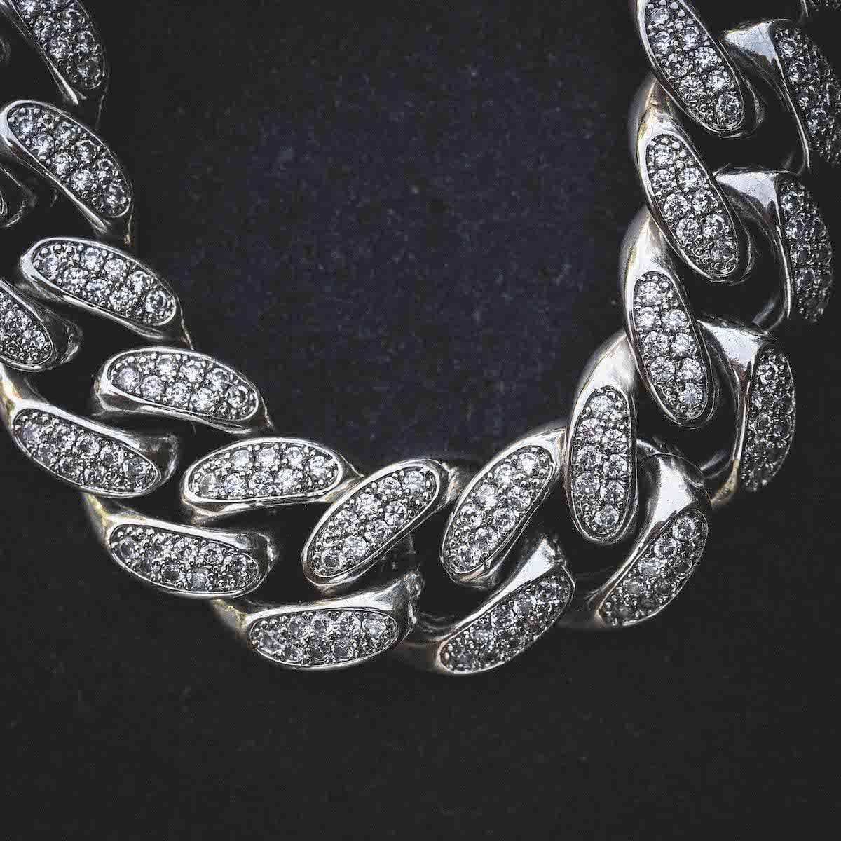 GLD Men Diamond Cuban Link Chain in White Gold - 19mm
