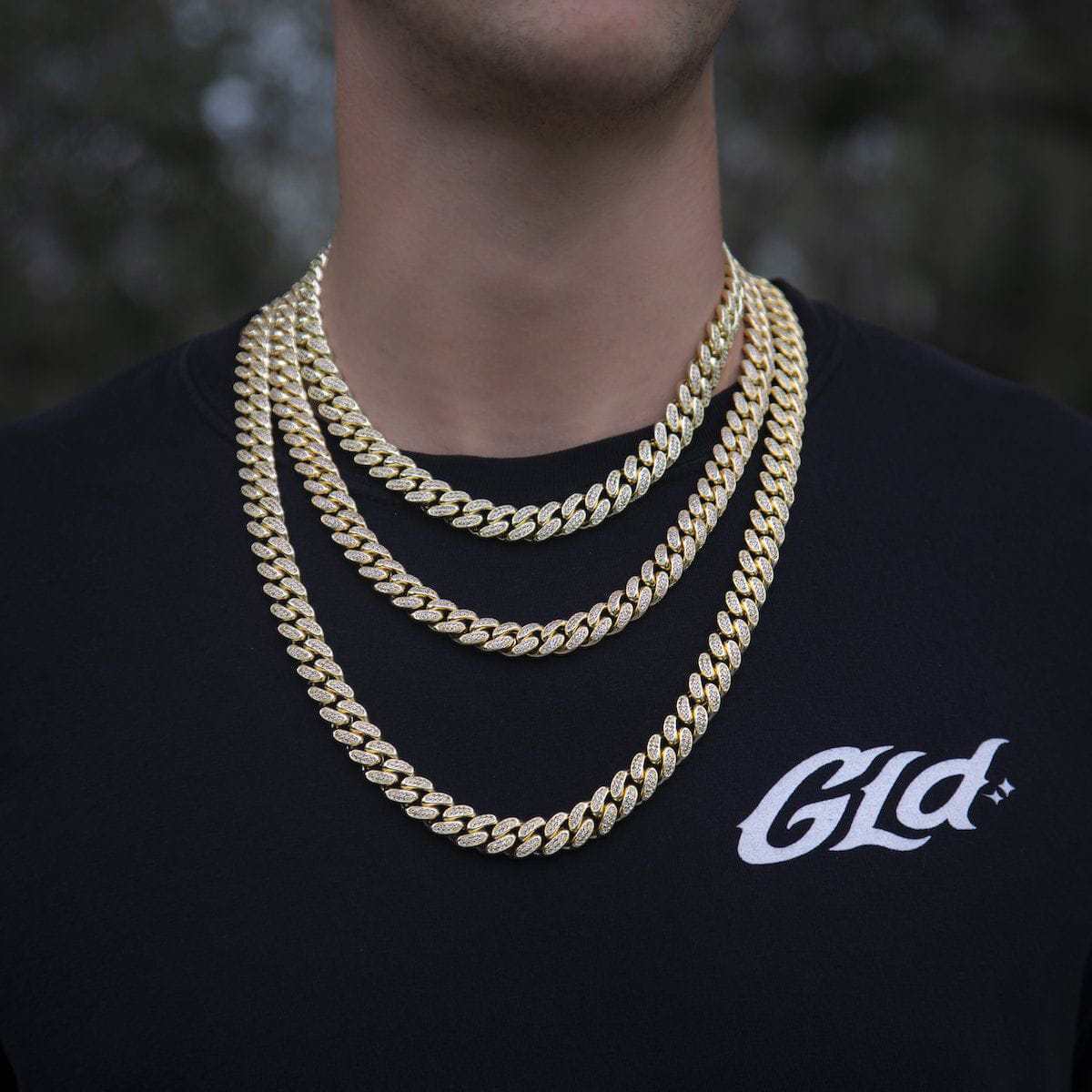 GLD PROMO Diamond Cuban Link Chain in Yellow Gold - 12mm