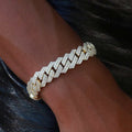 GLD PROMO - WOMEN Diamond Prong Link Bracelet in Yellow Gold - 12mm