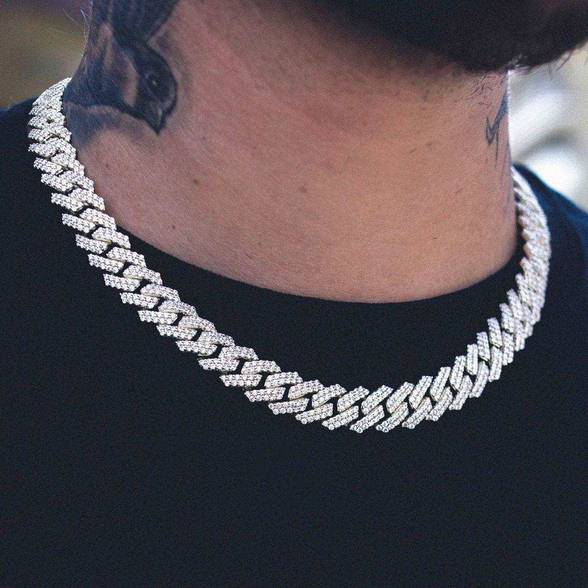 GLD PROMO Diamond Prong Link Chain in Yellow Gold - 12mm