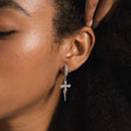 GLD Women GLD Dripping Cross Extra Small Huggie Hoop Earrings in White Gold