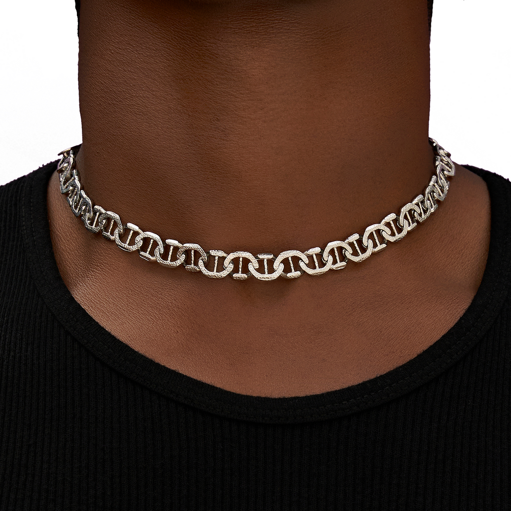 GLD Men Adjustable Mariner Chain in White Gold - 9MM