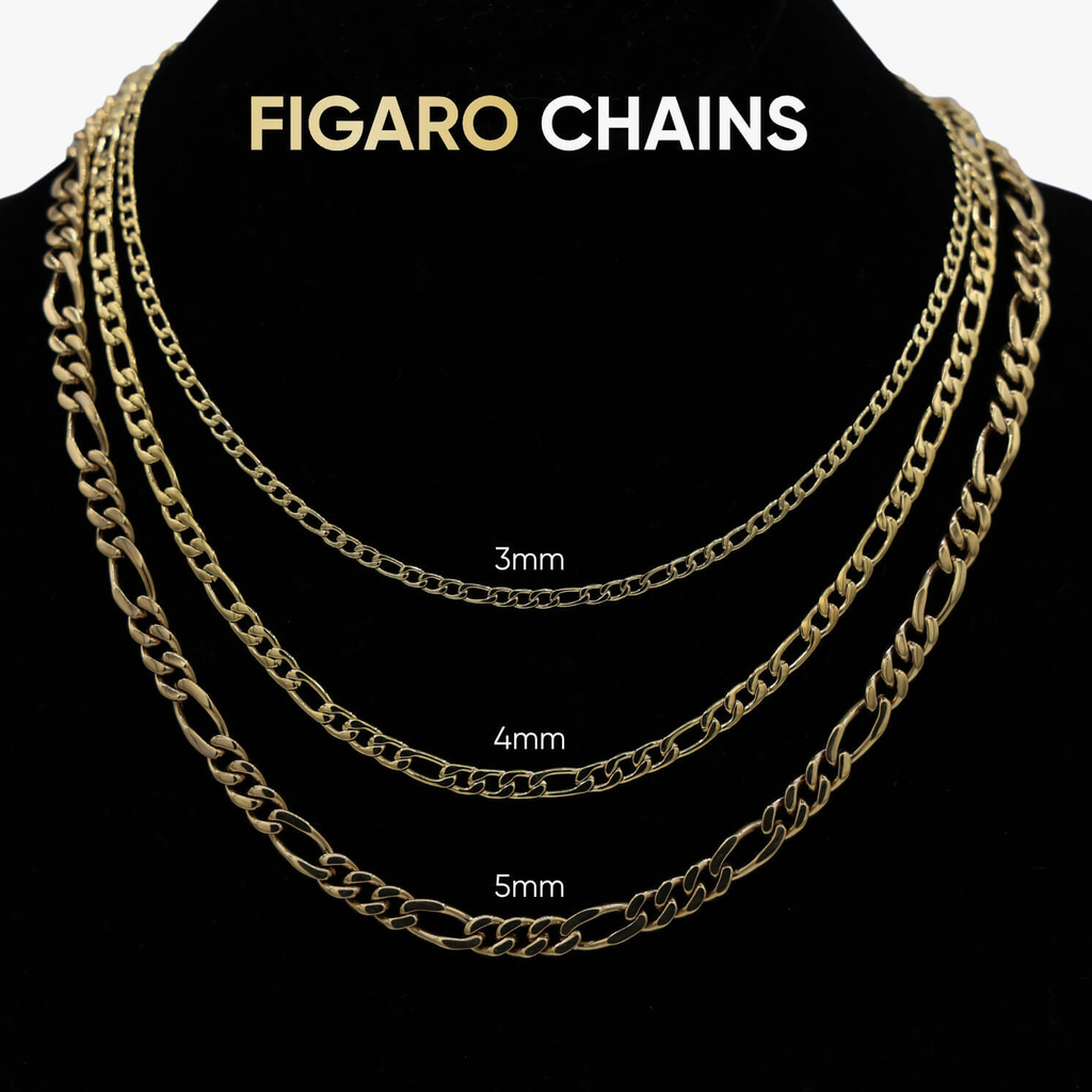 GLD PROMO - WOMEN Figaro Link Necklace in Rose Gold- 4mm