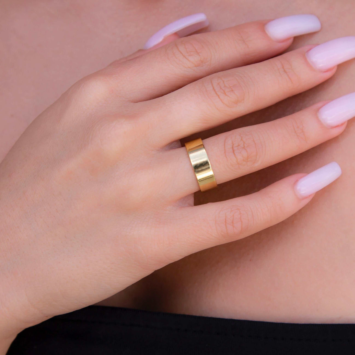 GLD PROMO - WOMEN Flat Band Ring in Yellow Gold - 6mm