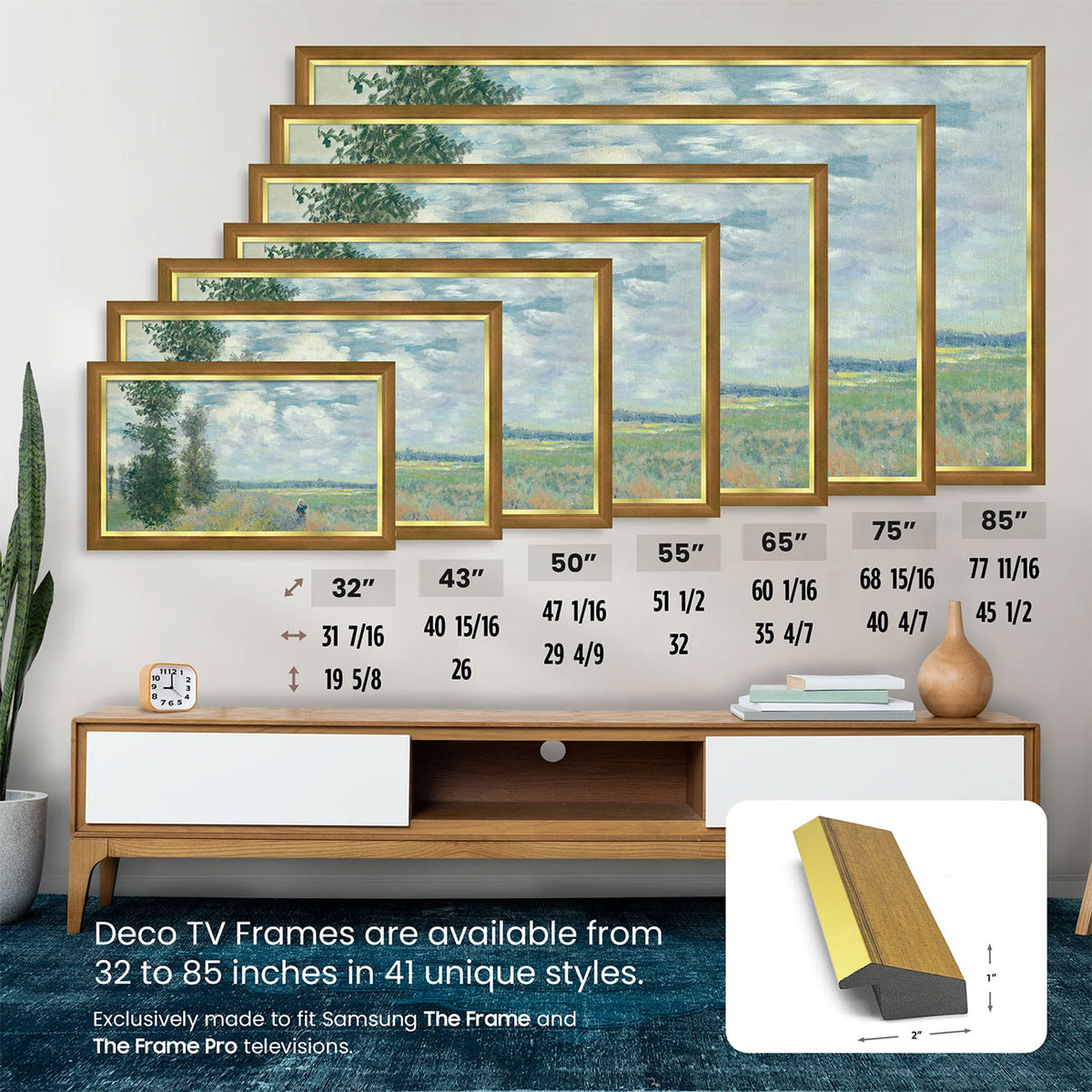 Frame My TV Samsung The Frame 43" Slim Frame In Modern Gold Leaf - FRM-SF-P6142-43-2021 - image 7