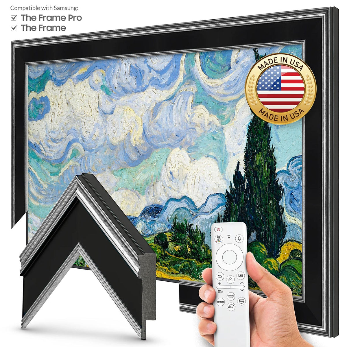 Frame My TV Samsung The Frame 32" Premiere Frame In Antique Silver & Black - FRM-SF-P5185-32-2021 - image 2