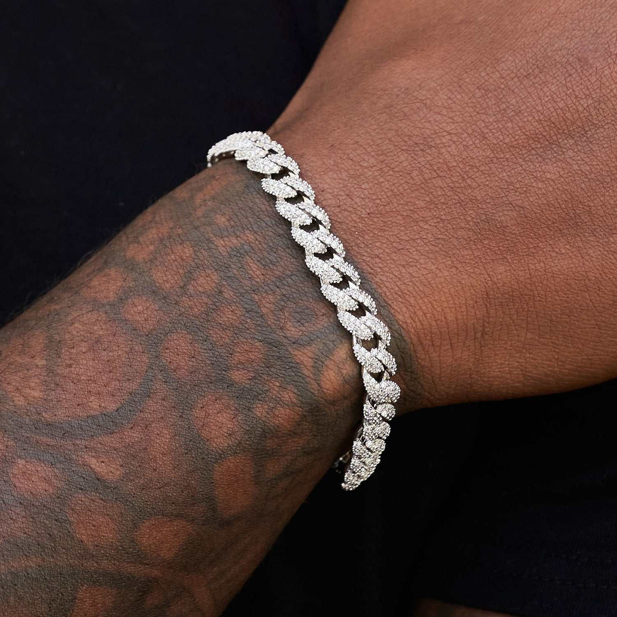 GLD PROMO Diamond Cuban Bracelet in White Gold - 8.5mm
