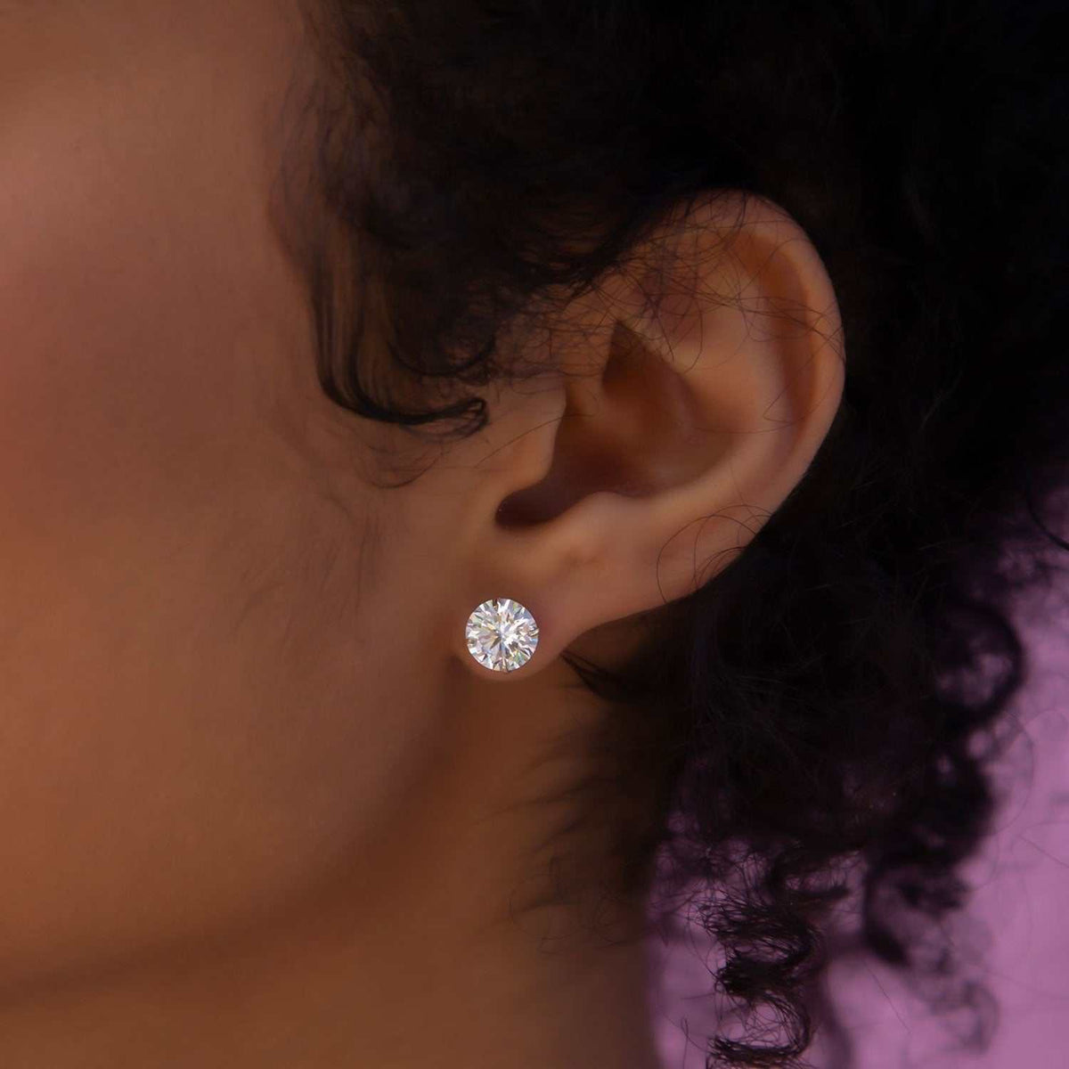 GLD Women 14k Round Cut Diamond Earrings in Yellow Gold