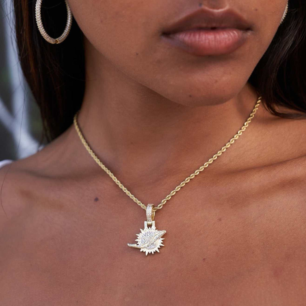 GLD Women Miami Dolphins Official NFL Micro Logo Pendant - Yellow Gold
