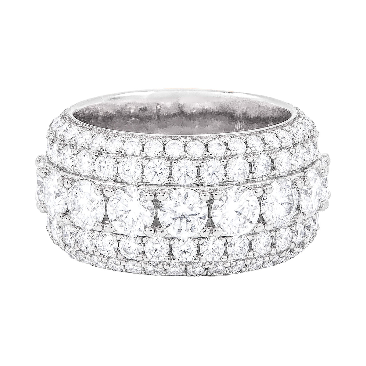 GLD Women Women's Moissanite 5 Layer Diamond Band Ring in White Gold Vermeil