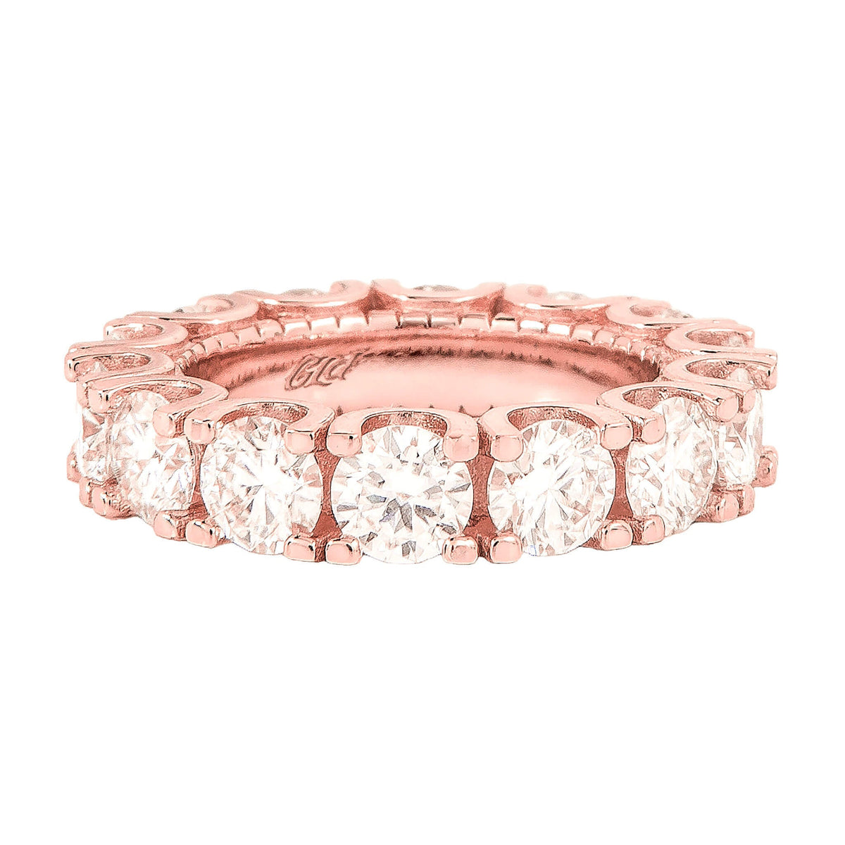 GLD Men Men's Moissanite Eternity Diamond Band Ring in Rose Gold Vermeil - 5mm