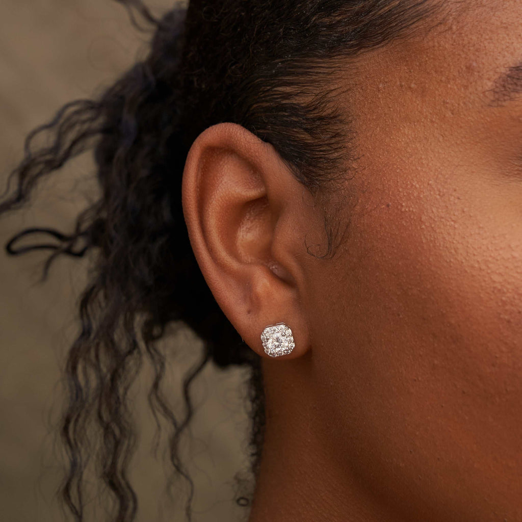 GLD Women Micro Clustered Diamond Earrings White Gold