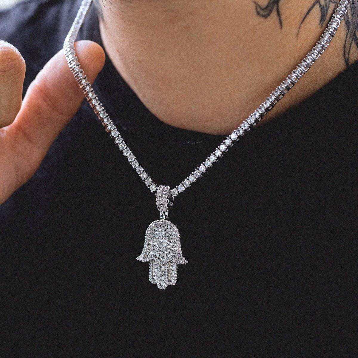 GLD Men Hamsa Pendant in White Gold