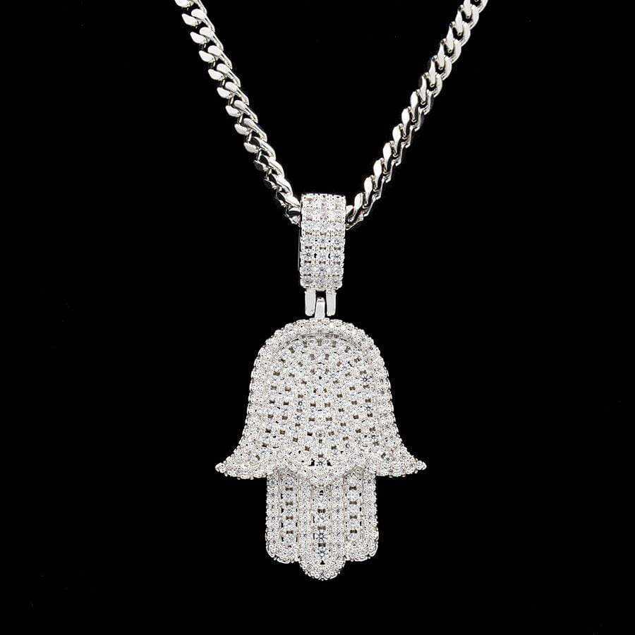 GLD Men Hamsa Pendant in White Gold