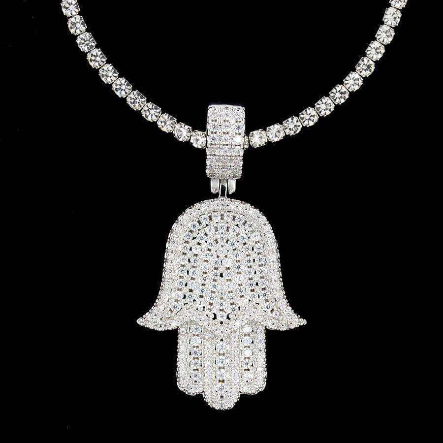 GLD Men Hamsa Pendant in White Gold