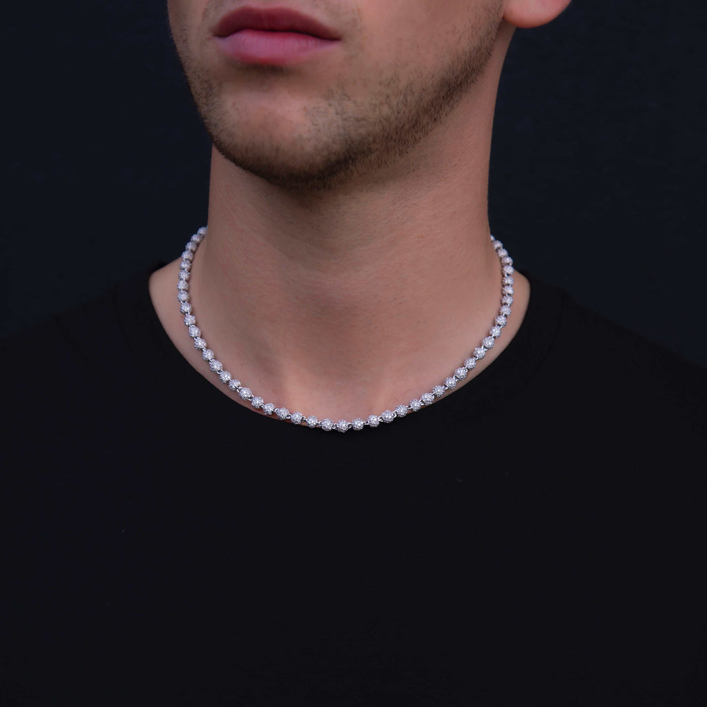 GLD Men Iced Ball Chain in White Gold - 4mm