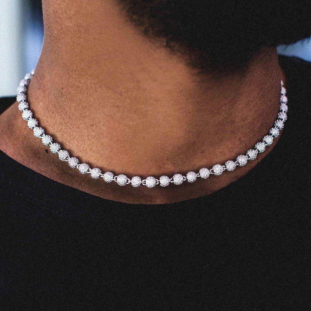 Iced Ball Chain in White Gold - 4mm - The GLD Shop