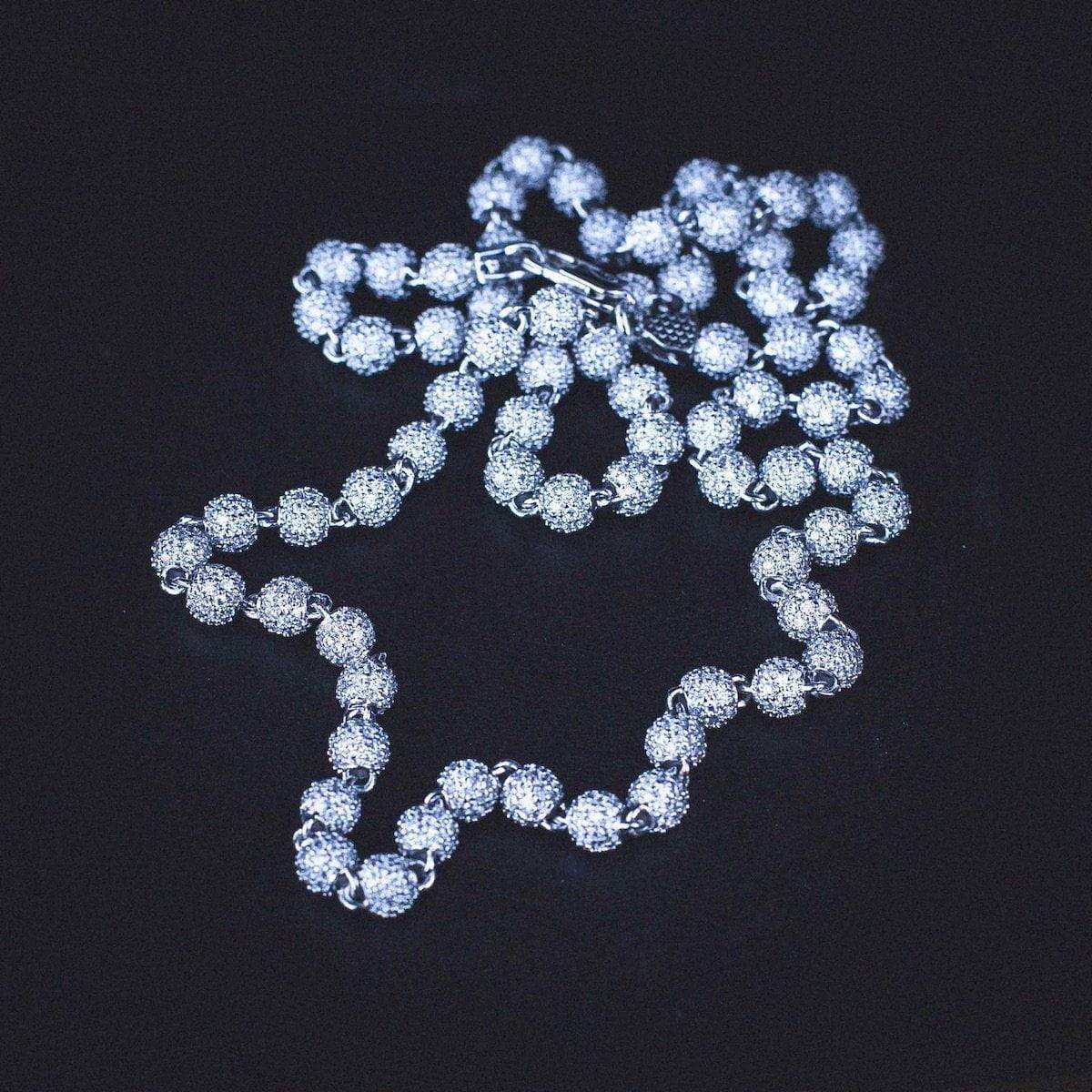 GLD Men Iced Ball Chain in White Gold - 4mm