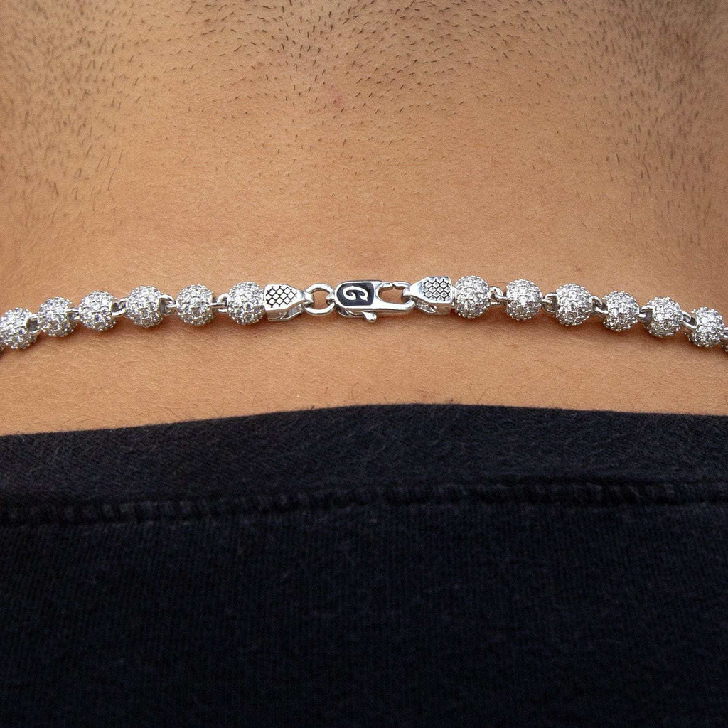 GLD Men Iced Ball Chain in White Gold - 4mm