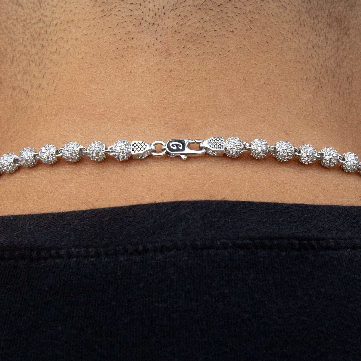 GLD Men Iced Ball Chain in White Gold - 4mm