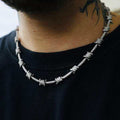 GLD Men Iced Barbed Wire Chain in White Gold