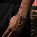 GLD Men Iced Crown of Thorns Bracelet in White Gold