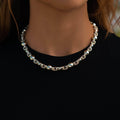 GLD Women Iced Plain Multi Size Ball Chain Necklace in Yellow Gold