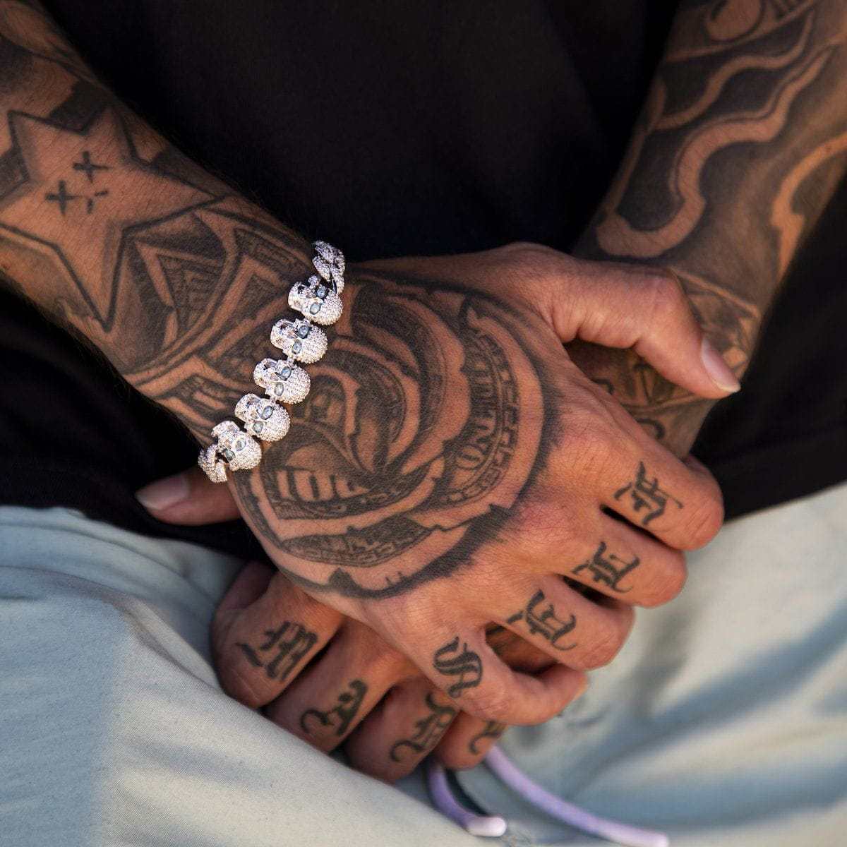 GLD PROMO Iced Skull Bracelet in White Gold