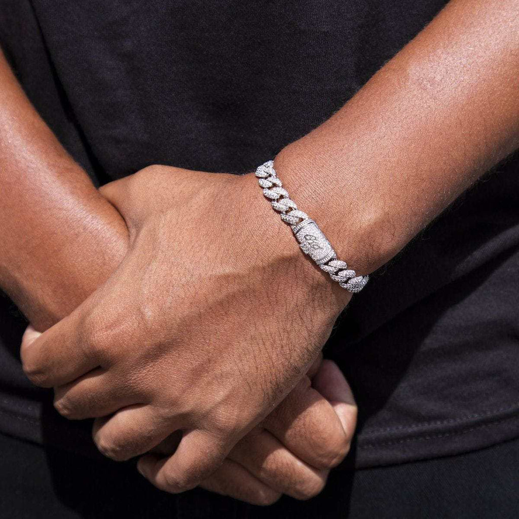GLD PROMO Iced Skull Bracelet in White Gold