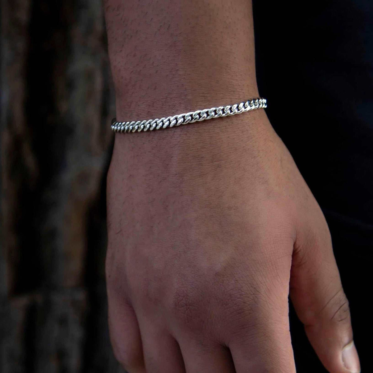 GLD Men Miami Cuban Bracelet in White Gold -5mm