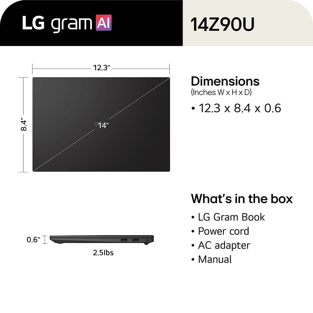 LG gram Copilot+ PC Laptop 14-Inch Intel Core Ultra 7 32GB RAM 1TB SSD in Black - 14Z90U-G.AU87U1 - image 5