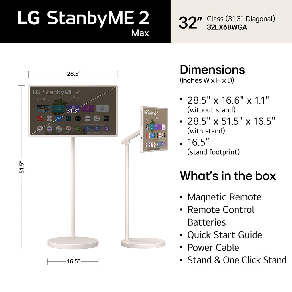 LG StanbyME 2 Max 32-Inch Portable 4K Smart Touch Screen - 32LX6BWGA - image 5