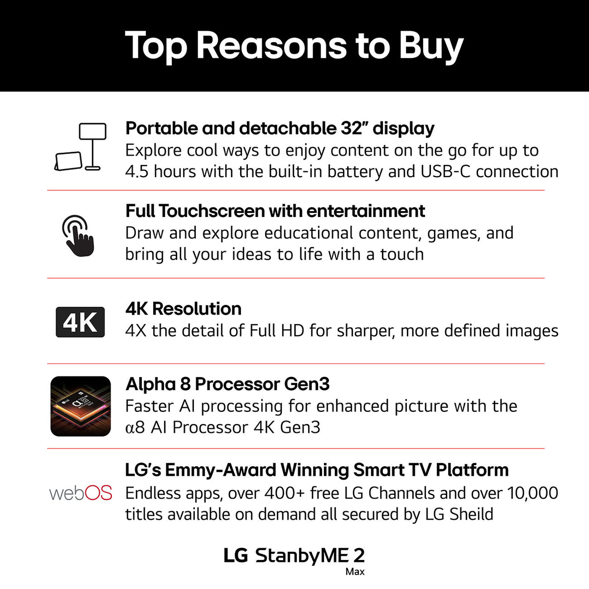 LG StanbyME 2 Max 32-Inch Portable 4K Smart Touch Screen - 32LX6BWGA - image 6