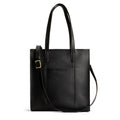 Black*North/South | Structured large tote bag with overlapping panels and crossbody strap