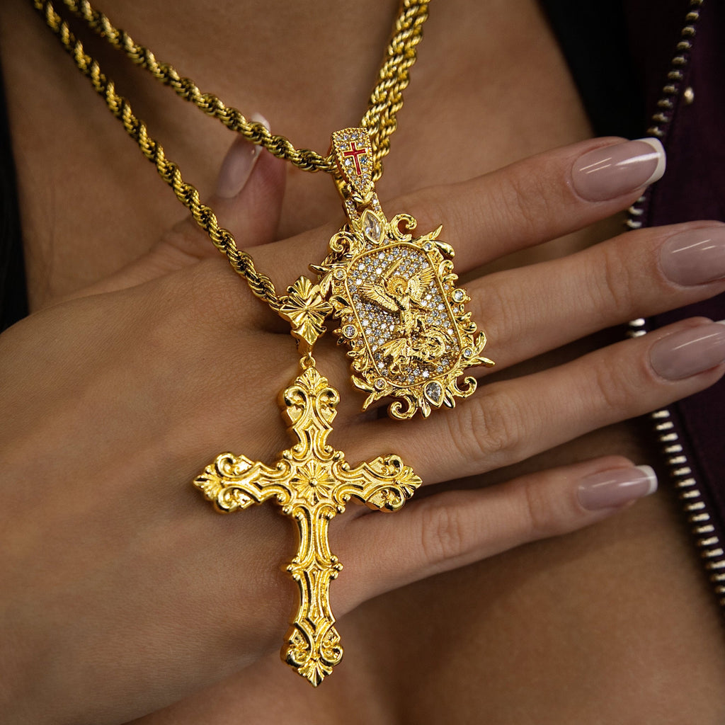 GLD Women Medieval Cross Pendant in Yellow Gold