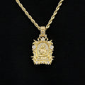 GLD Men Iced Medieval Madonna and Child Pendant in Yellow Gold