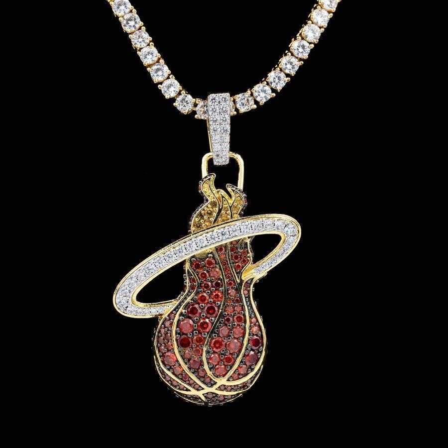 GLD Men Miami Heat Official NBA Logo Pendant
